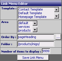 Inigo Link menu editor